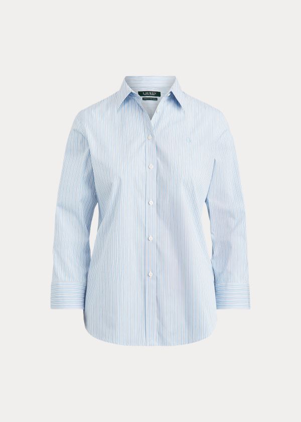 Women's Ralph Lauren Easy Care Striped Cotton Shirts | 052169BVZ